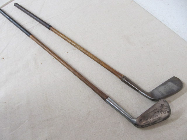 lot 248 image: 2 Antique Hickory Shaft Golf Clubs