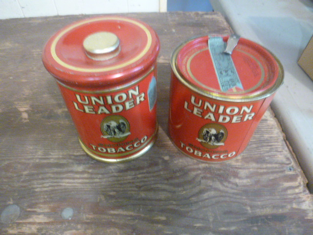 lot 97 image: 2 Vintage Union Leader Tobacco Tins
