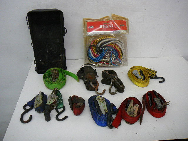 Lot of Tie Down Straps & Bungii Cords
