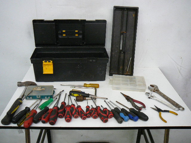 Plastic Tool Box with Misc Tools