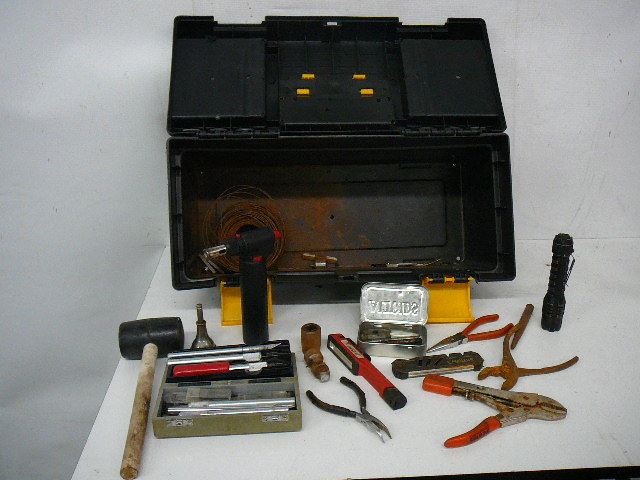 Plastic Tool Box with Misc Tools