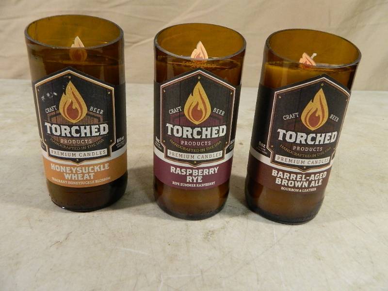 lot 30 image: 3 New Torched Craft Beer Candles