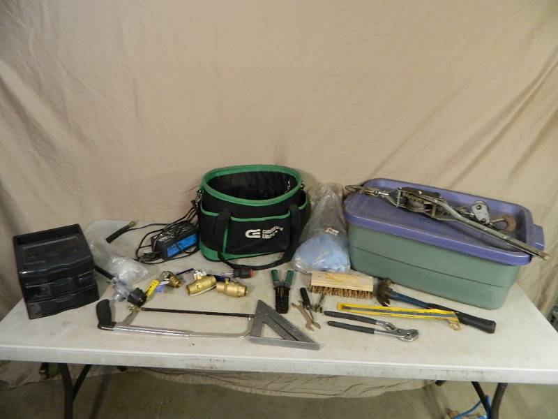 lot 81 image: Tote, Tools, Battery Charger, Etc