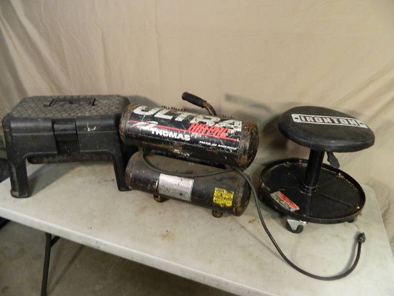 lot 85 image: Air Compressor, Stools