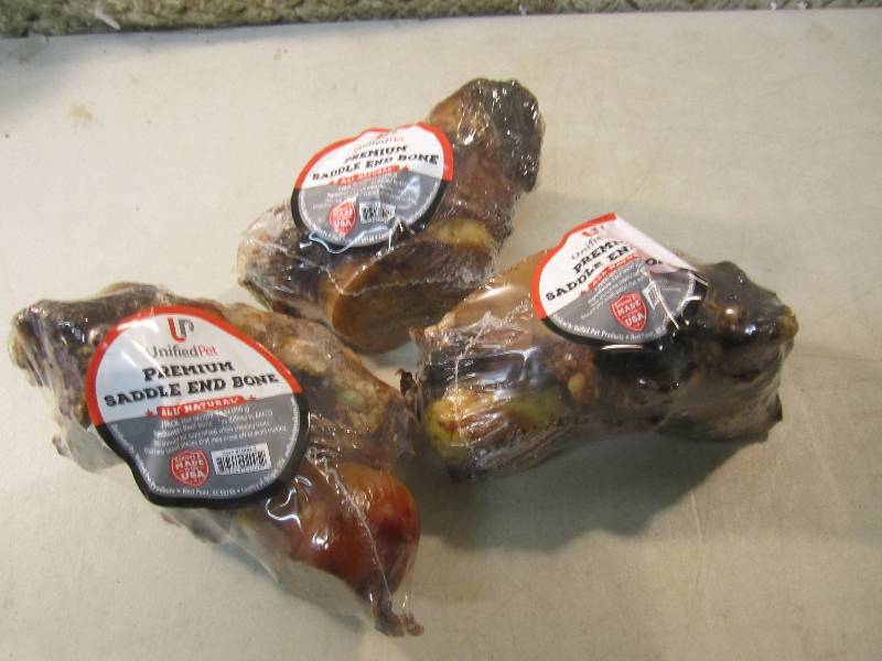3 Premium Saddle End Bone Dog Chews...