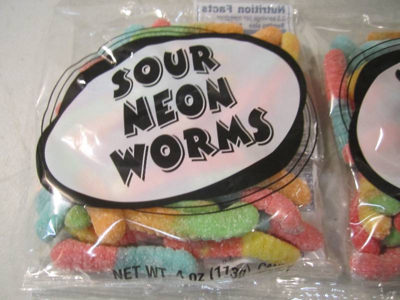 6 Bags of Sour Neon Gummi Worms Bes...