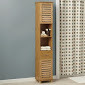 lot 127 image: Bamboo-Finish Tall Towel Cabinet op...