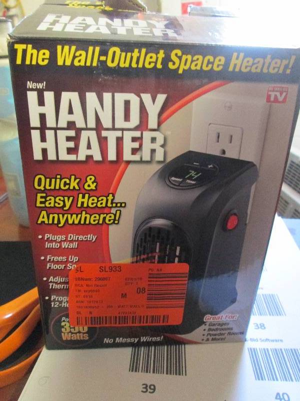 lot 35 image: 350-Watt Wall Outlet Handy Heater o...