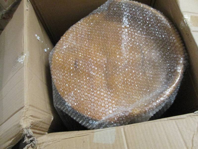 lot 126 image: Blake Wood Seat Stools open box Ret...
