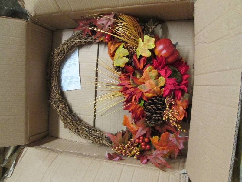 lot 135 image: Fall Wreath open box Retail $59.99...