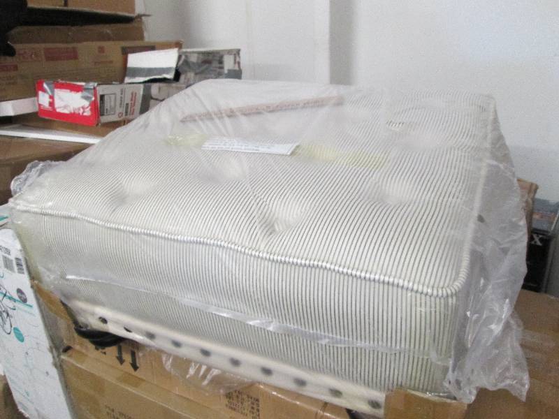 lot 160 image: Nailhead Ottoman open box Retail $1...
