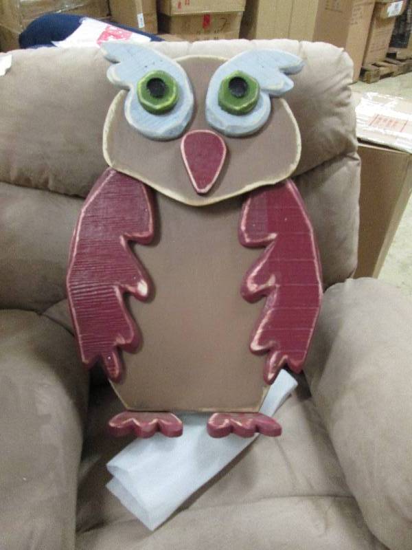 lot 188 image: Wood Owl Brown open box Retail $79....