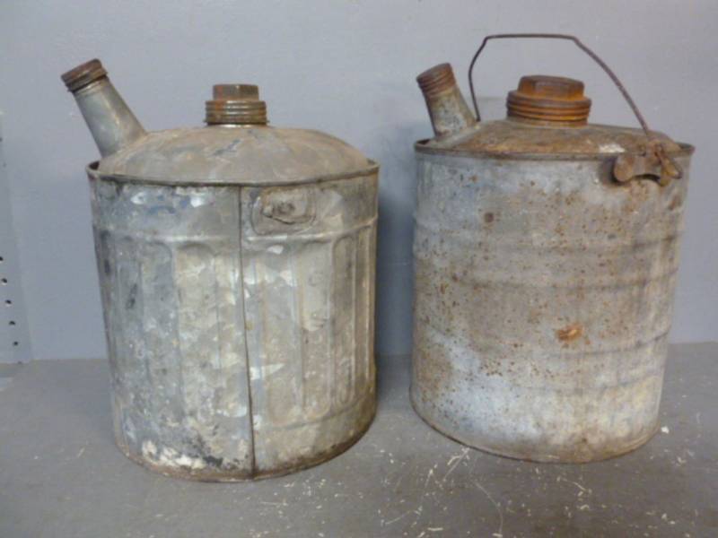 lot 119 image: Vintage Galvanized Steel Gas Cans