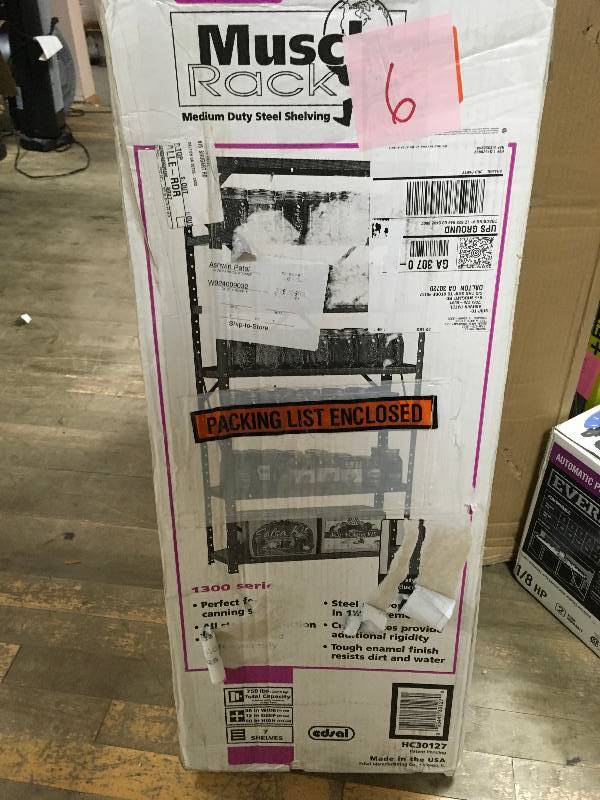 lot 6 image: Muscle Rack 30W x 12D x 60H 7-Shelf Steel Shelving, Grey not used