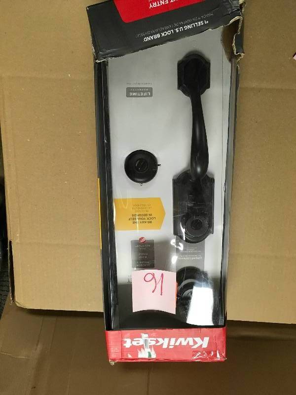 lot 16 image: Kwikset Two Point Locking Montara Venetian Bronze Single Cylinder Handleset with Interior Juno Knob and SmartKey in like new condition