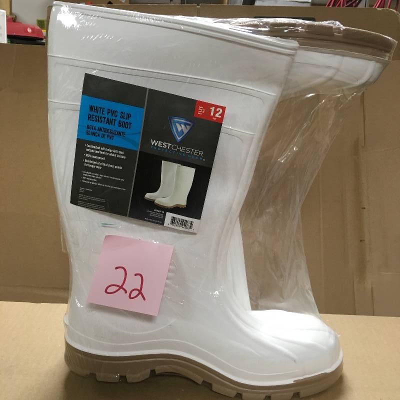 lot 22 image: West Chester Protective Gear 15in PVC Slip-resistant BOOTS White Size 12 new