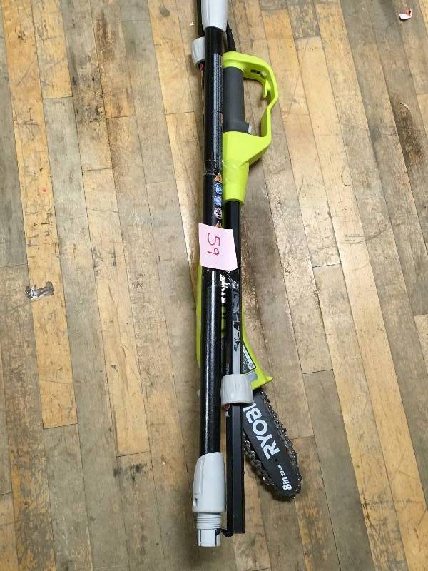 lot 59 image: Ryobi 8 in. 6 Amp Pole Saw in good working condition