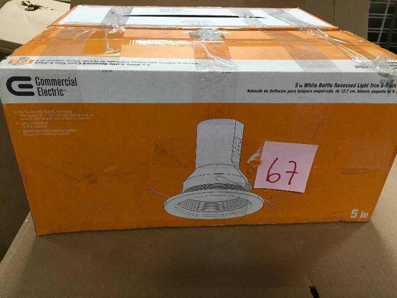 lot 67 image: Commercial Lighting, HBR513A-6PK, Electric 5 in. White Baffle Trim (6-Pack)  LOT OF  2 new