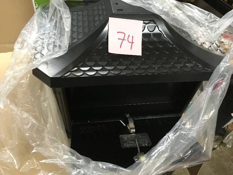lot 74 image: Gibraltar Mailboxes Hamilton Black Locking Aluminum Large Post-Mount Mailbox