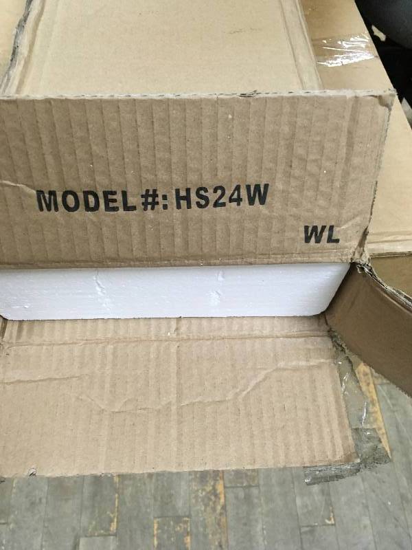 lot 78 image: 5.25 in. D x 24 in. W x 8 in. H White Hook Shelf not used