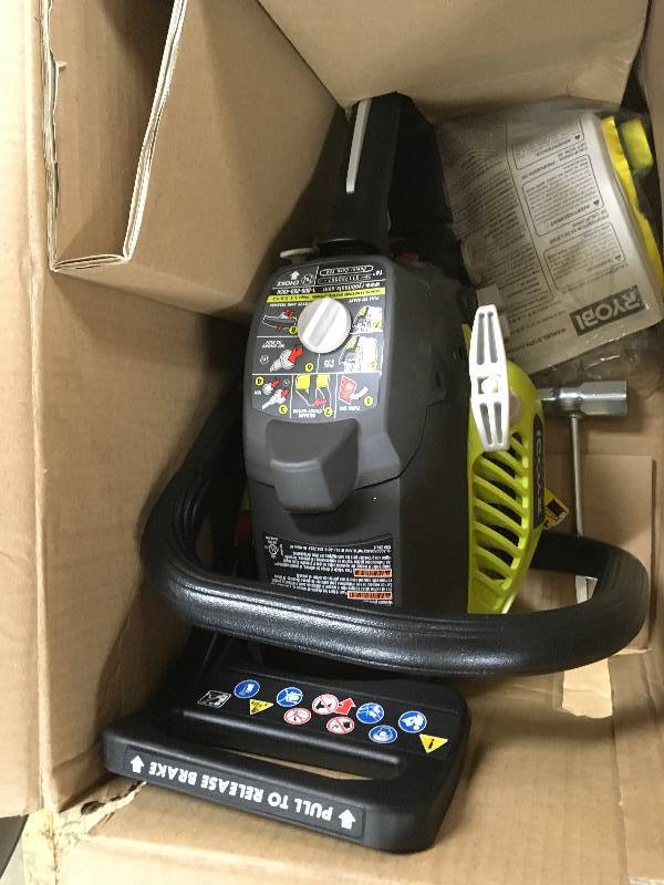 lot 80 image: Ryobi 14 in. 37cc 2-Cycle Gas Chainsaw in good working condition