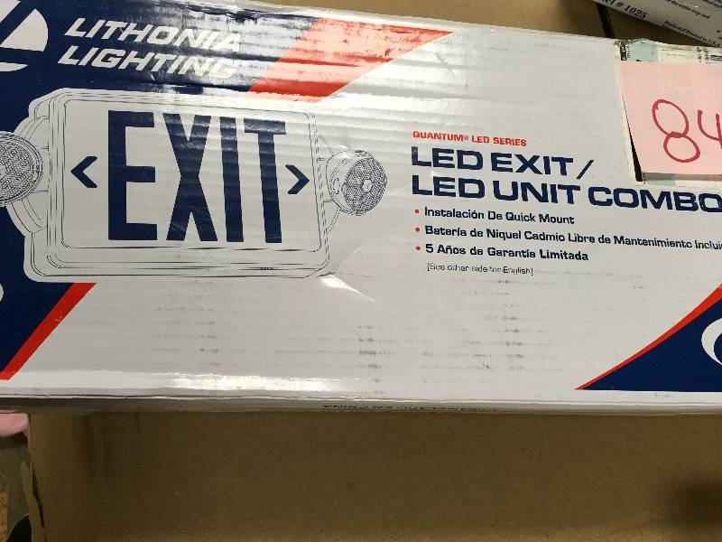 lot 84 image: Lithonia Lighting Thermoplastic Indoor LED Lighted Exit Sign and Emergency Lights
