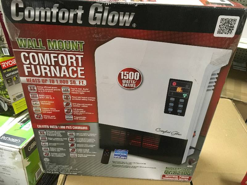 lot 95 image: Comfort Glow 5200BTU Quartz Wall Heater, White in good working condition