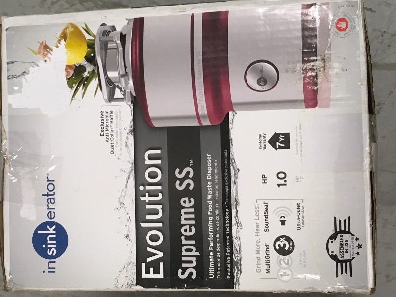 lot 99 image: InSinkErator Evolution Supreme Stainless Steel 1 HP Continuous Feed Garbage Disposal open box not used
