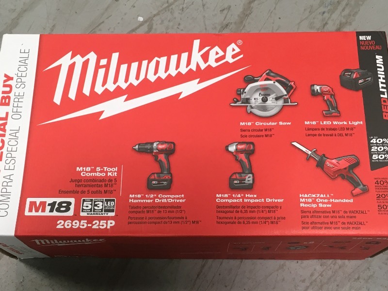 Milwaukee M18 18-Volt Lithium-Ion Cordless Combo Tool Kit (5-Tool