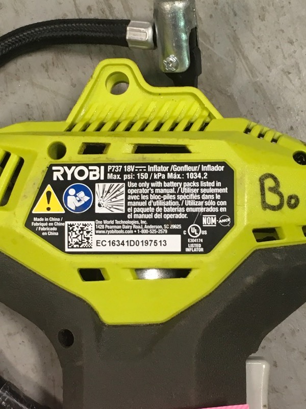 lot 104 image: Ryobi 18V Inflator used works