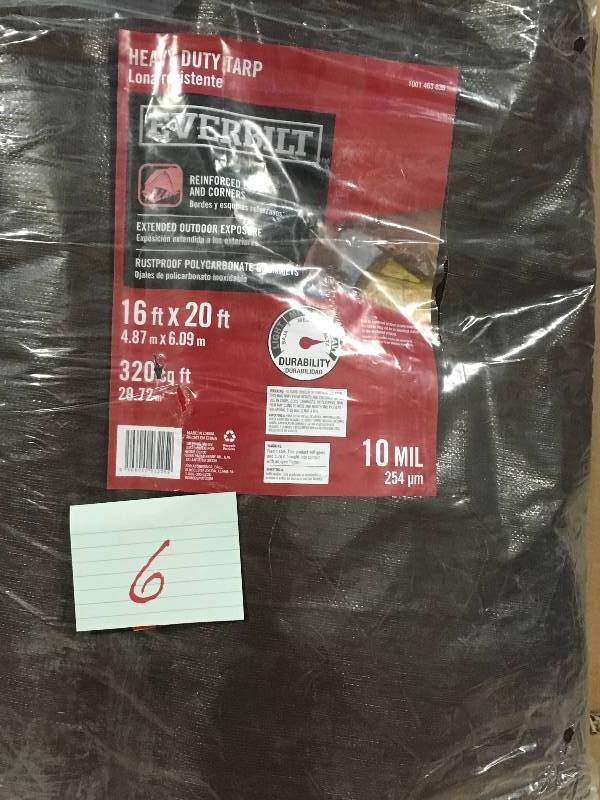 lot 6 image: Everbilt Heavy Duty Tarp Brown Silver 16 X 20 Reinforced Edges GROMMENTS 320sqft not used