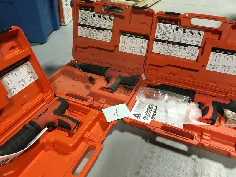 lot 11 image: Lot of 3 Ramset Cobra 0.027 Caliber Semi-Automatic Powder Actuated Tool with Silencer  Used not tested
