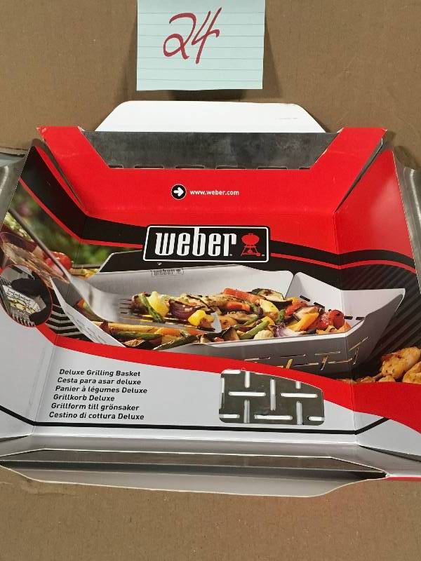 lot 24 image: Weber Stainless Steel Grill Basket new