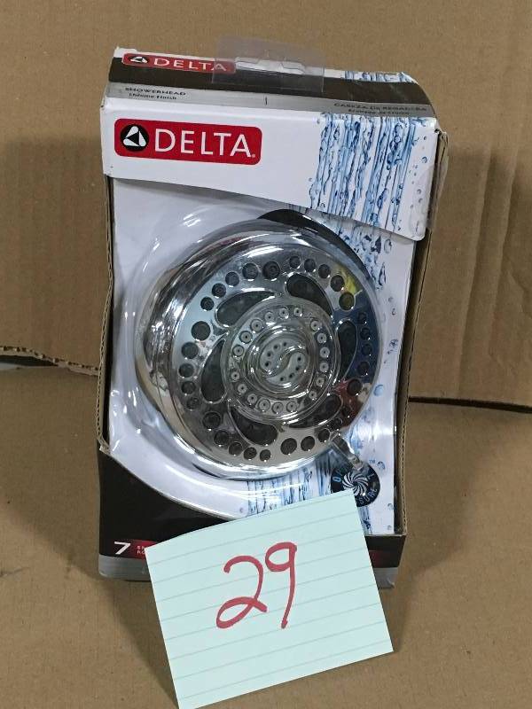 lot 29 image: Delta 7-Spray 4-78 in. Fixed Shower Head in Chrome new