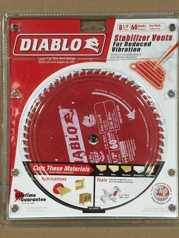 lot 30 image: Diablo 8-12 in. x 60-Teeth Fine Finish Saw Blade not used