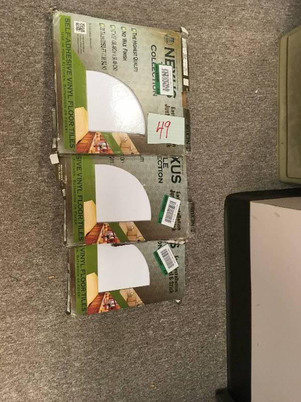 lot 49 image: LOT OF 3 CASES Achim Nexus White 12 in. x 12 in. Peel and Stick Solid Vinyl Tile (20 sq. ft.case) not used