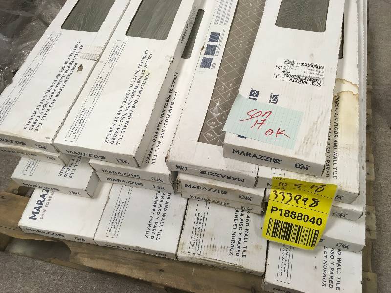lot 54 image: LOT OF 17 CASES MARAZZI Sequoia Forest Evening Gray 8 in. x 40 in. Porcelain Floor and Wall Tile (10.75 sq. ft.  case) not used