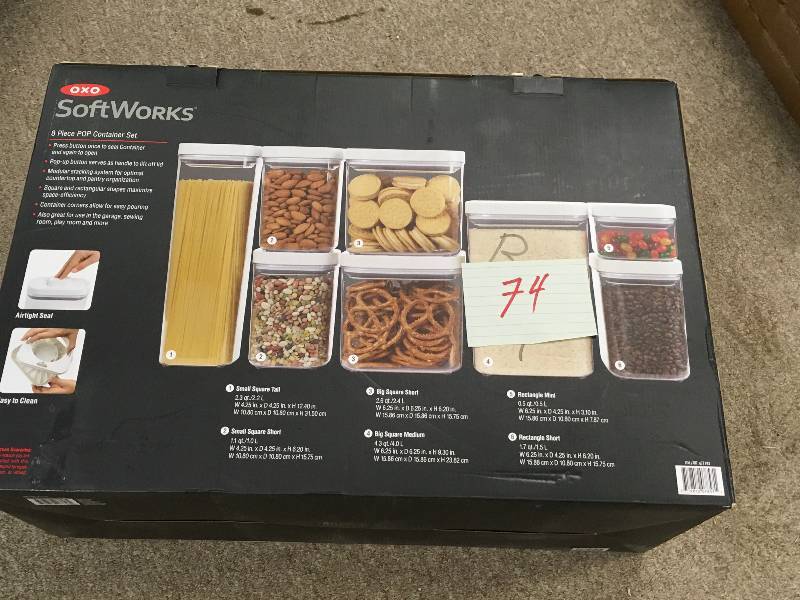 lot 74 image: OXO  SoftWorks 8-Piece POP Container Set not used