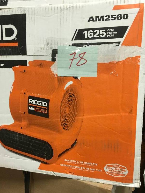 lot 78 image: RIDGID 1625 CFM Air Mover NOT USED