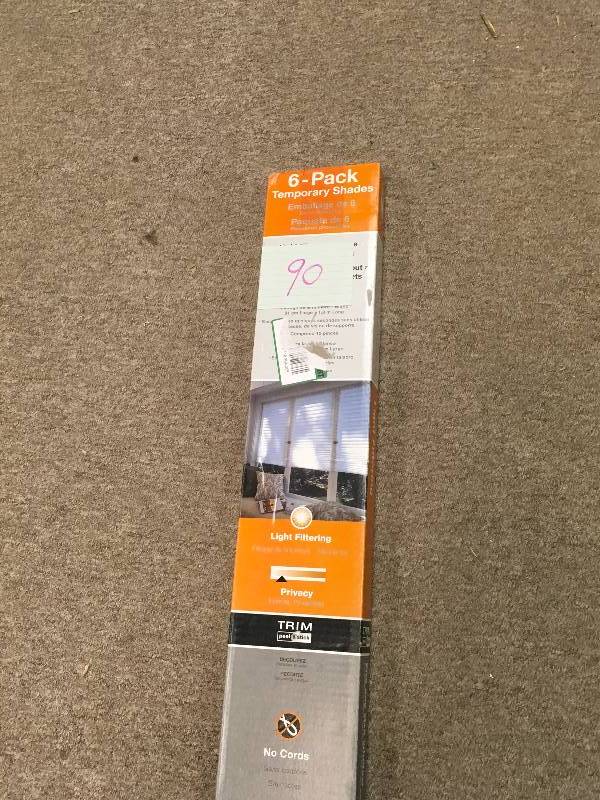 lot 90 image: Redi Shade White Paper Light Filtering Shade - 36 in. W x 72 in. L (6-Pack) not used