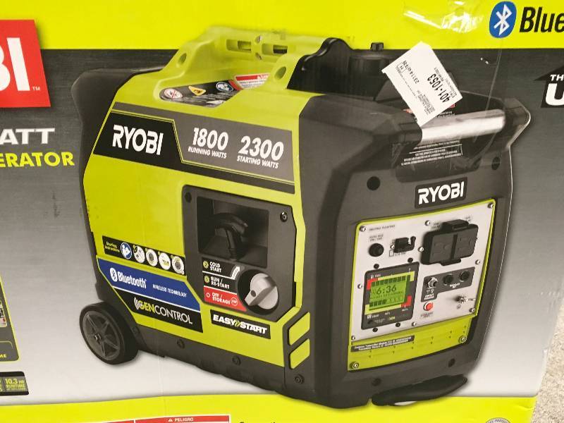 lot 96 image: RYOBI 2300 Starting Watt Inverter Generator in like new condition