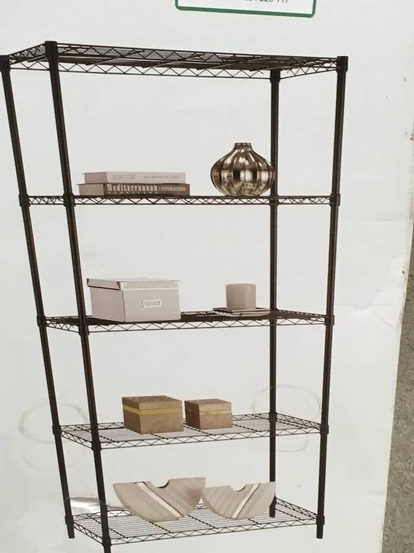 lot 100 image: HDX 5-Shelf 36 in. W x 16 in. L x 72 in. H Storage Unit not used
