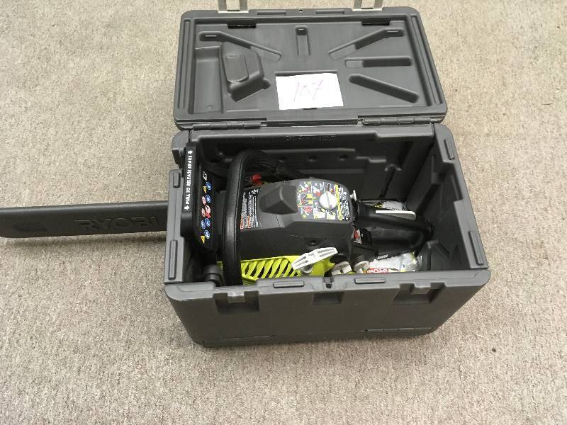 lot 107 image: Ryobi RY3716 16-Inch 2 Cycle Gas Chainsaw  used in working condition