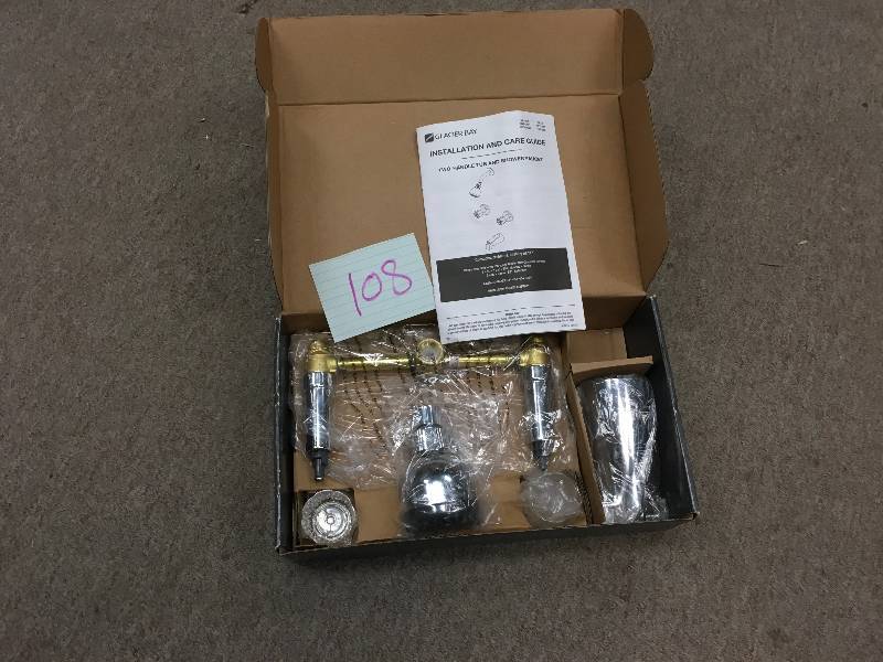 lot 108 image: Glacier Bay Aragon WaterSense 2-Handle 1-Spray Tub and Shower Faucet in Chrome (Valve Included) not used