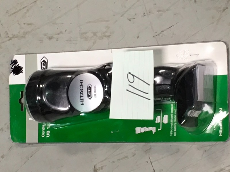 lot 119 image: Hitachi UB18DEL 18-Volt Cordless LED Flashlight (Tool Only, No Battery)  new