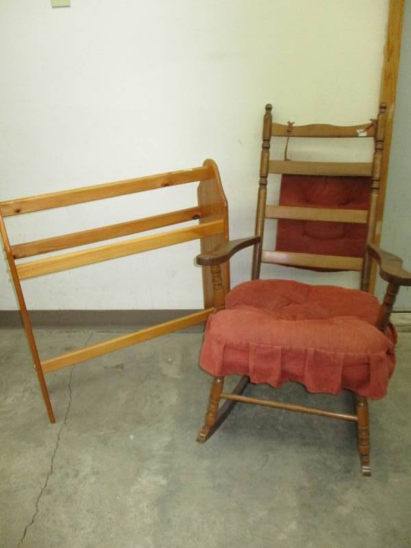 Antique rocker with Quilt Rack