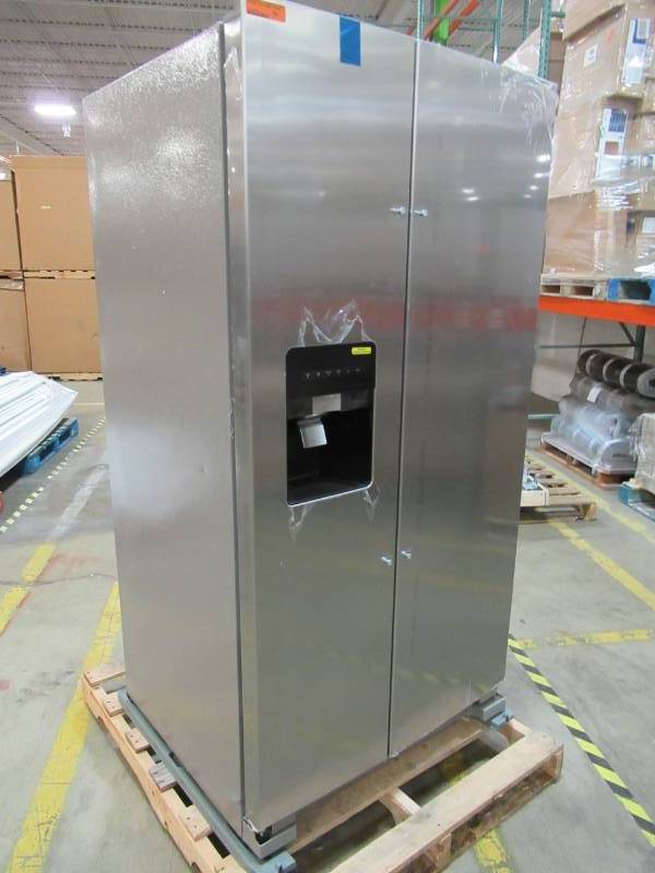 lot 32 image: Whirlpool 24.6-cu ft Side-by-Side Refrigerator with Ice Maker (Fingerprint-Resistant Stainless Steel) WRS315SDHZ.