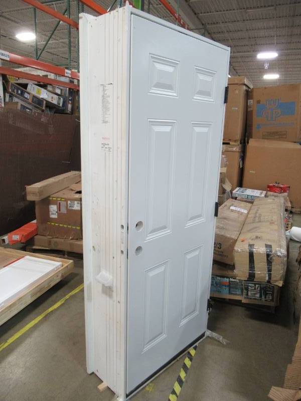 lot 38 image: DAMAGED MOULDING - 6 Panel Steel Door and Wide Wall. LH Inswing.