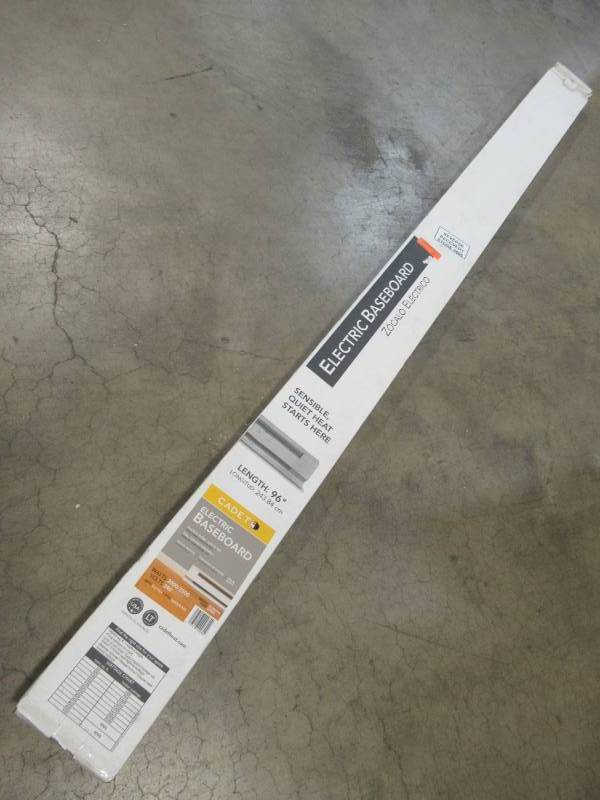 lot 67 image: Cadet 96 in. 2,0002,500-Watt 240-Volt Electric Baseboard Heater in White, Model 8F2025W