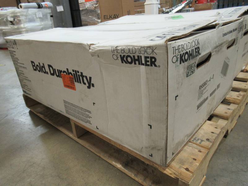lot 72 image: Kohler Cape Dory Drop-in Cast Iron 33 in. 4-Hole Single Bowl Kitchen Sink in White, Model K-RH5863-4-0